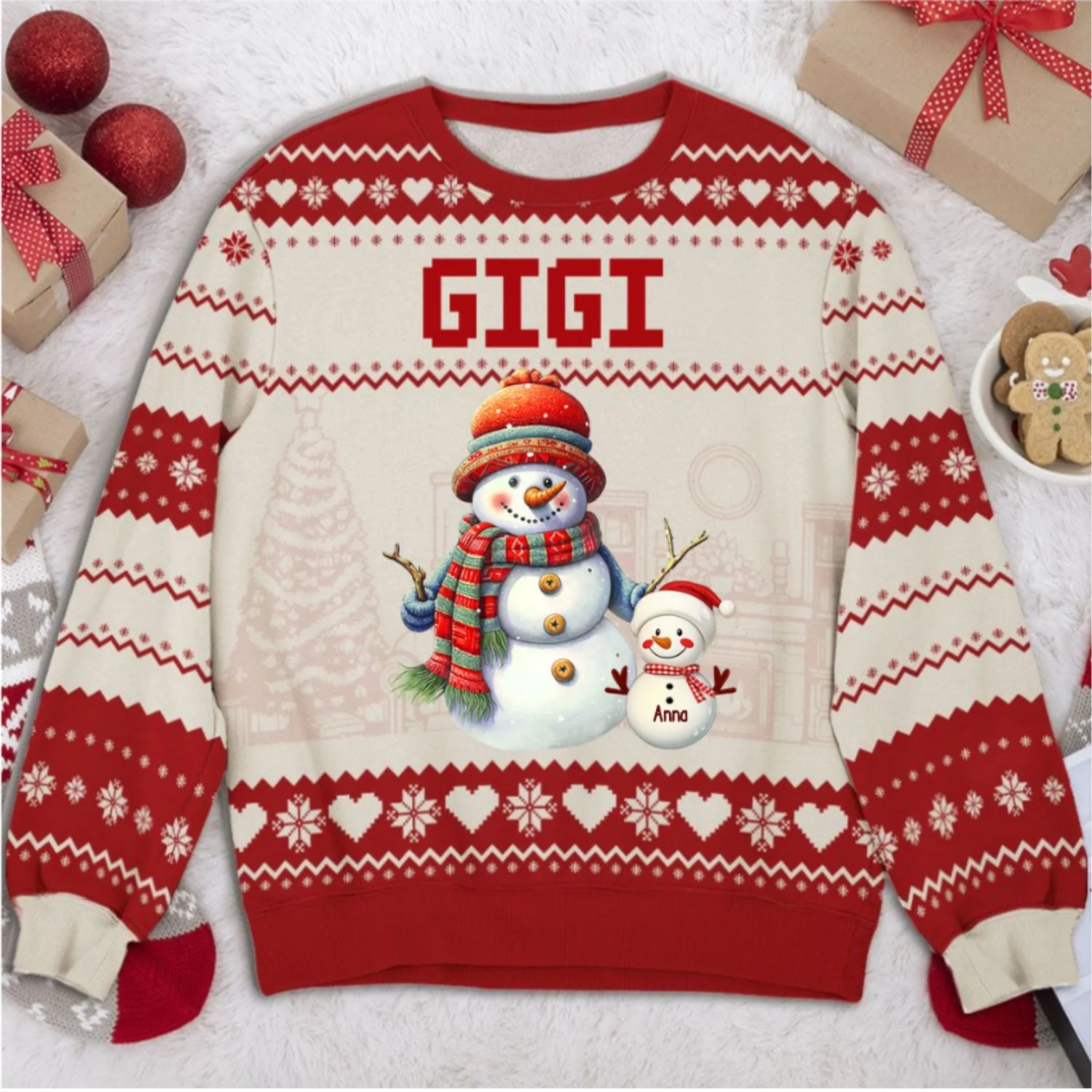 Grandma And Grandkids Snowman Christmas - Personalized Custom All-Over-Print Sweatshirt - Image 6