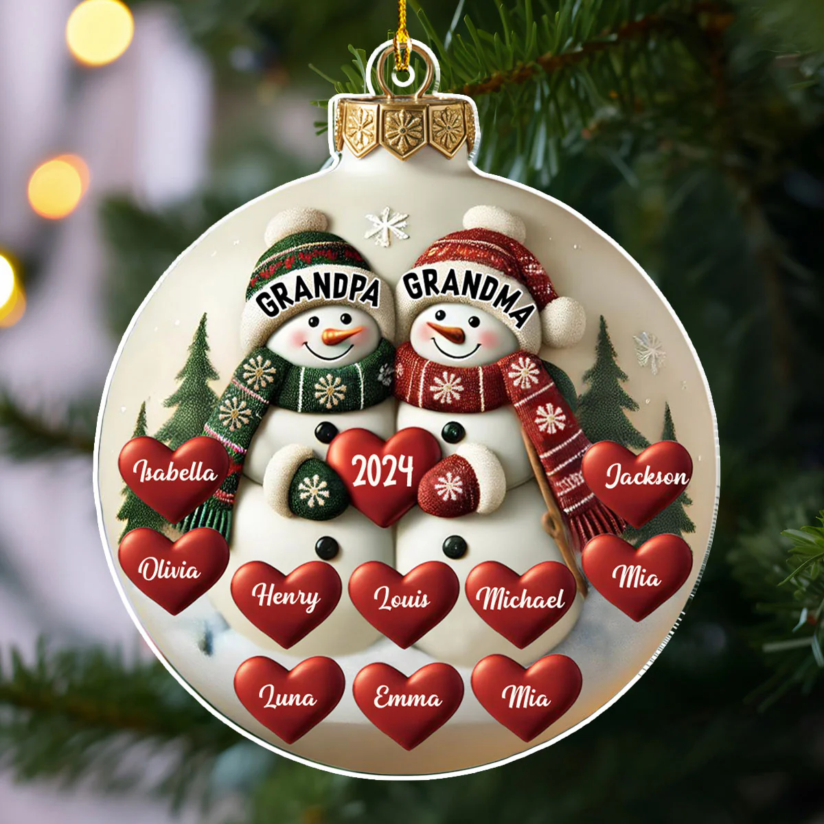 Merry Christmas Grandma And Grandpa - Personalized Custom Acrylic Ornament - Image 3