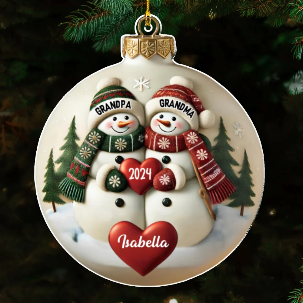 Merry Christmas Grandma And Grandpa - Personalized Custom Acrylic Ornament - Image 6