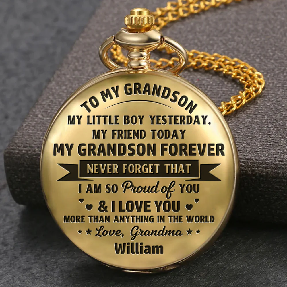 Grandma And Grandson Forever - Personalized Custom Pocket Watch