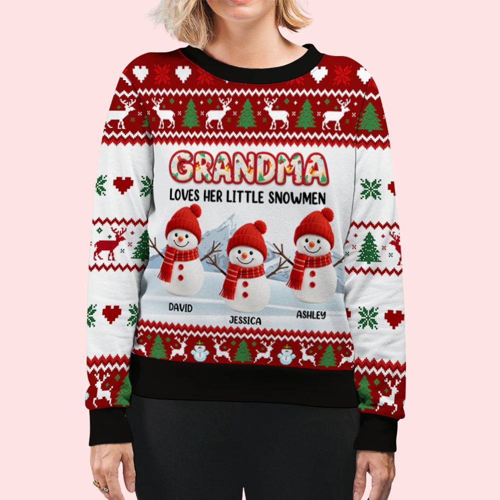 Grandma And Her Snowmen - Personalized Custom All-Over-Print Sweatshirt - Image 5