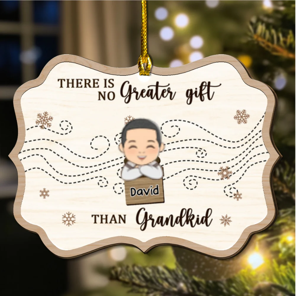 Grandma And Kids Christmas Together - Personalized Custom Freeshape 2-Layered Wood Ornament - Image 6