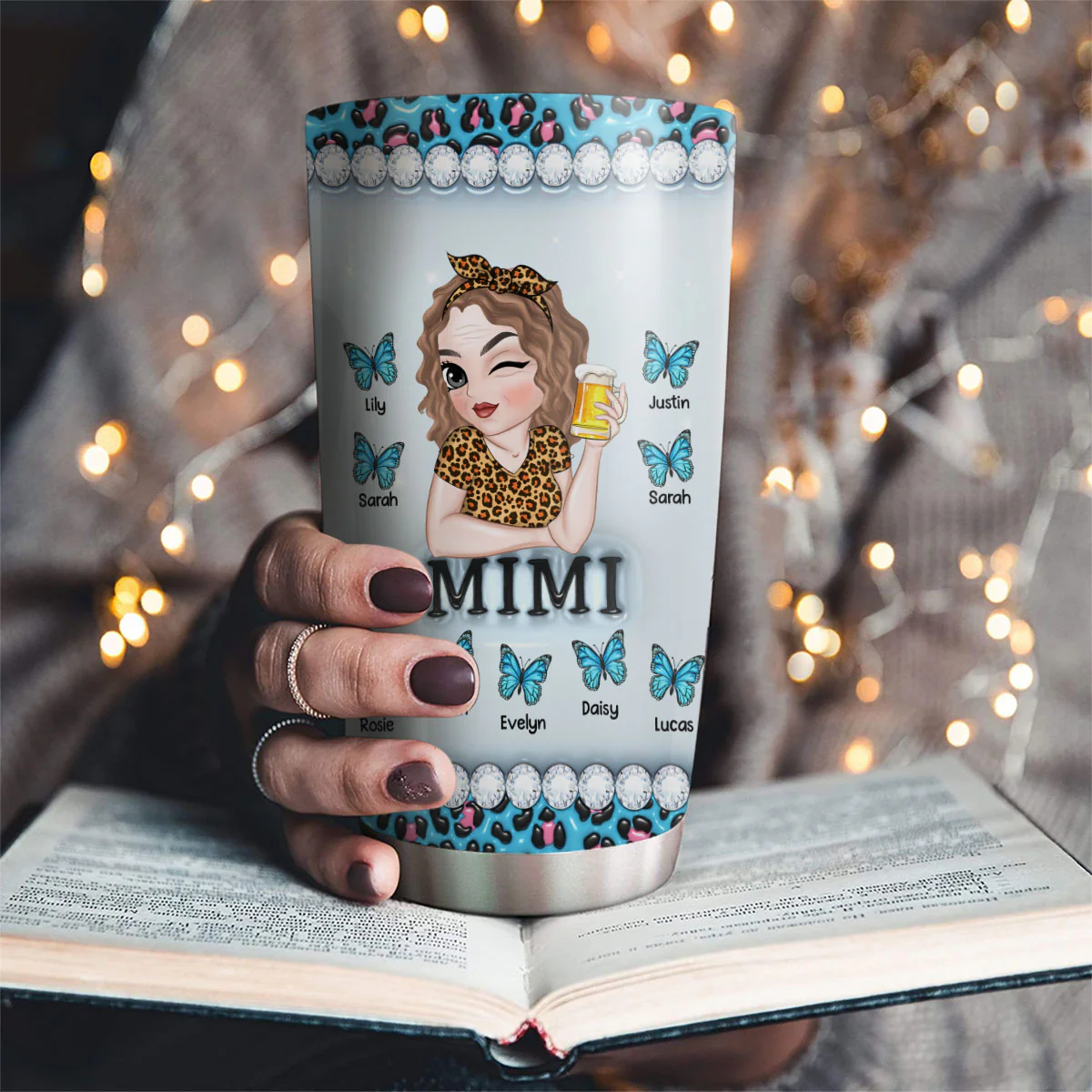 Grandma And Kids - Personalized Custom 3D Inflated Effect Tumbler - Image 2