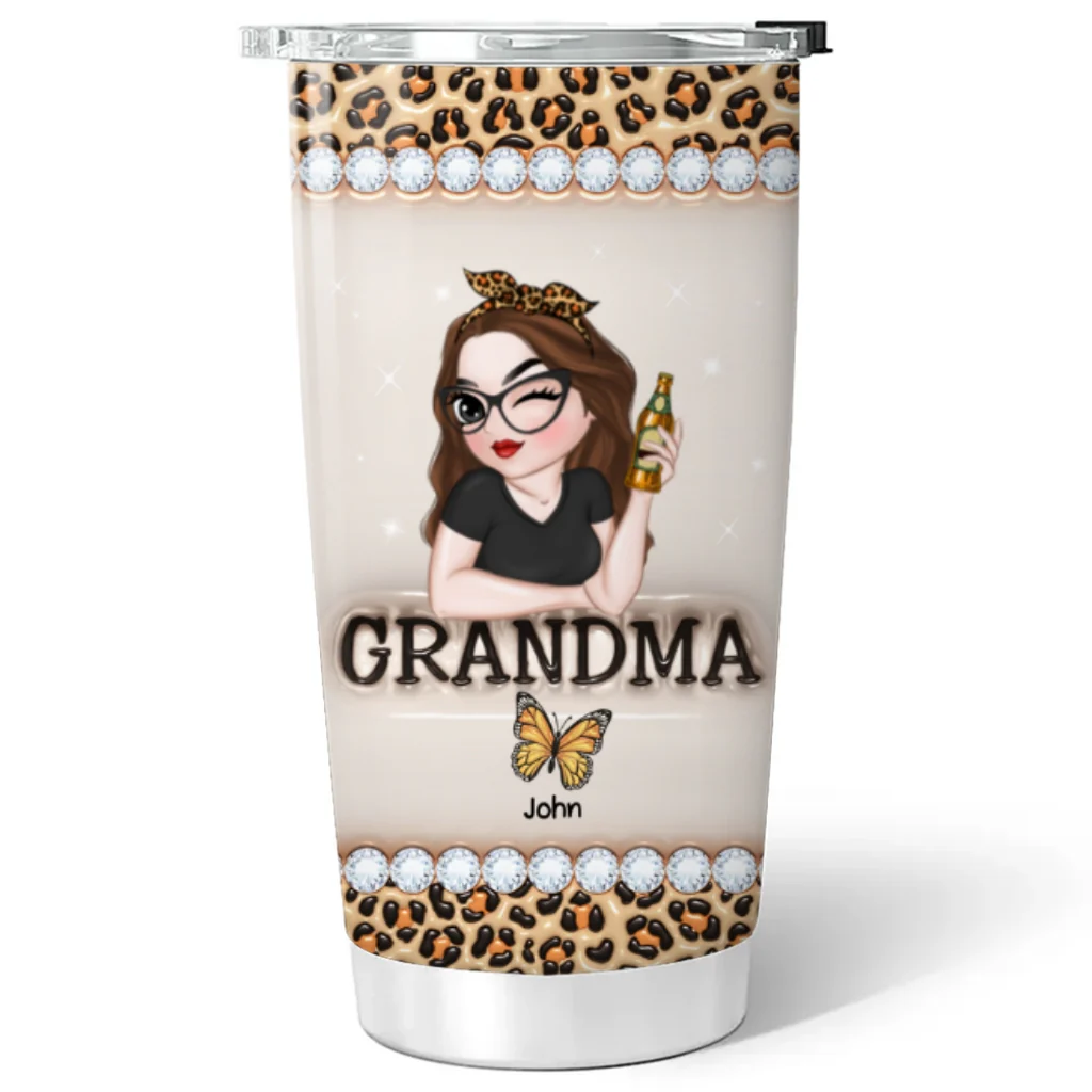 Grandma And Kids - Personalized Custom 3D Inflated Effect Tumbler - Image 5