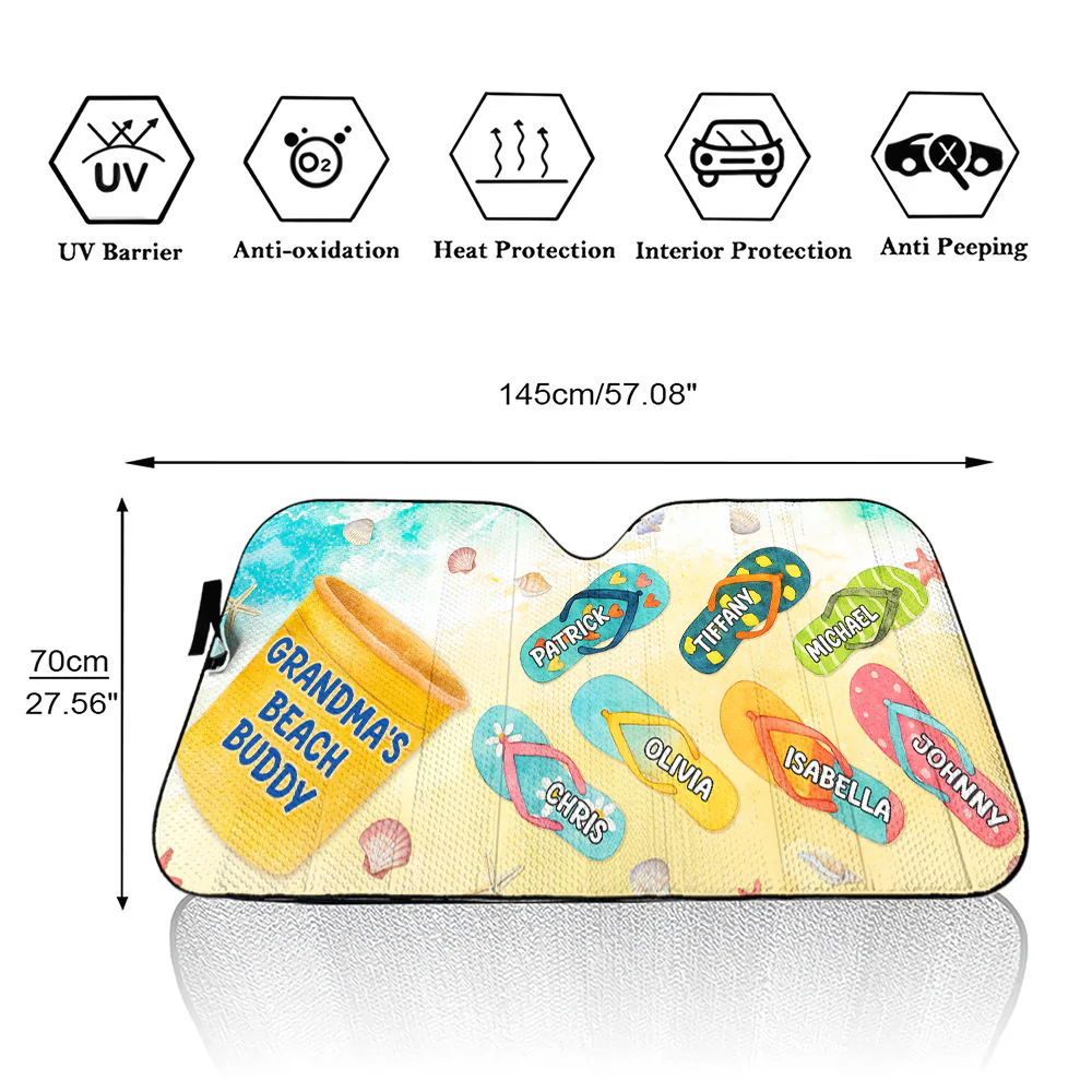 Grandma Beach Buddy - Personalized Custom Car Sunshade - Image 5