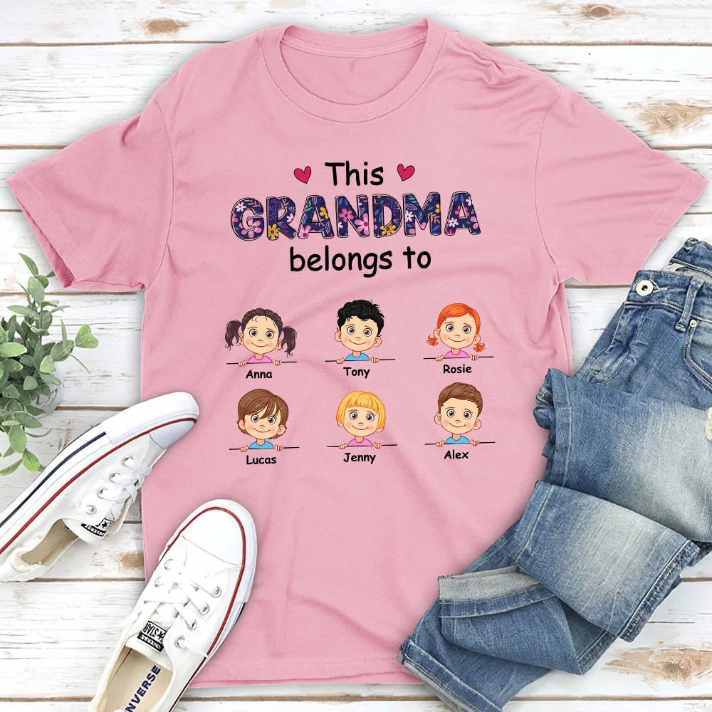 Grandma Belongs To - Personalized Custom Unisex T-shirt - Image 4