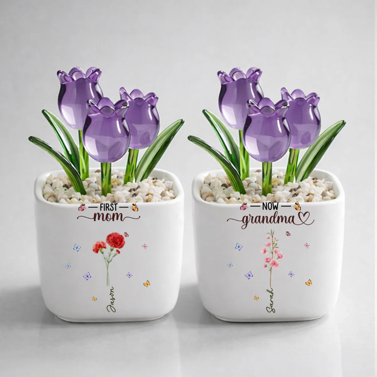 Grandma Birthmonth Flower - Personalized Custom Glass Everlasting Tulips - Image 10