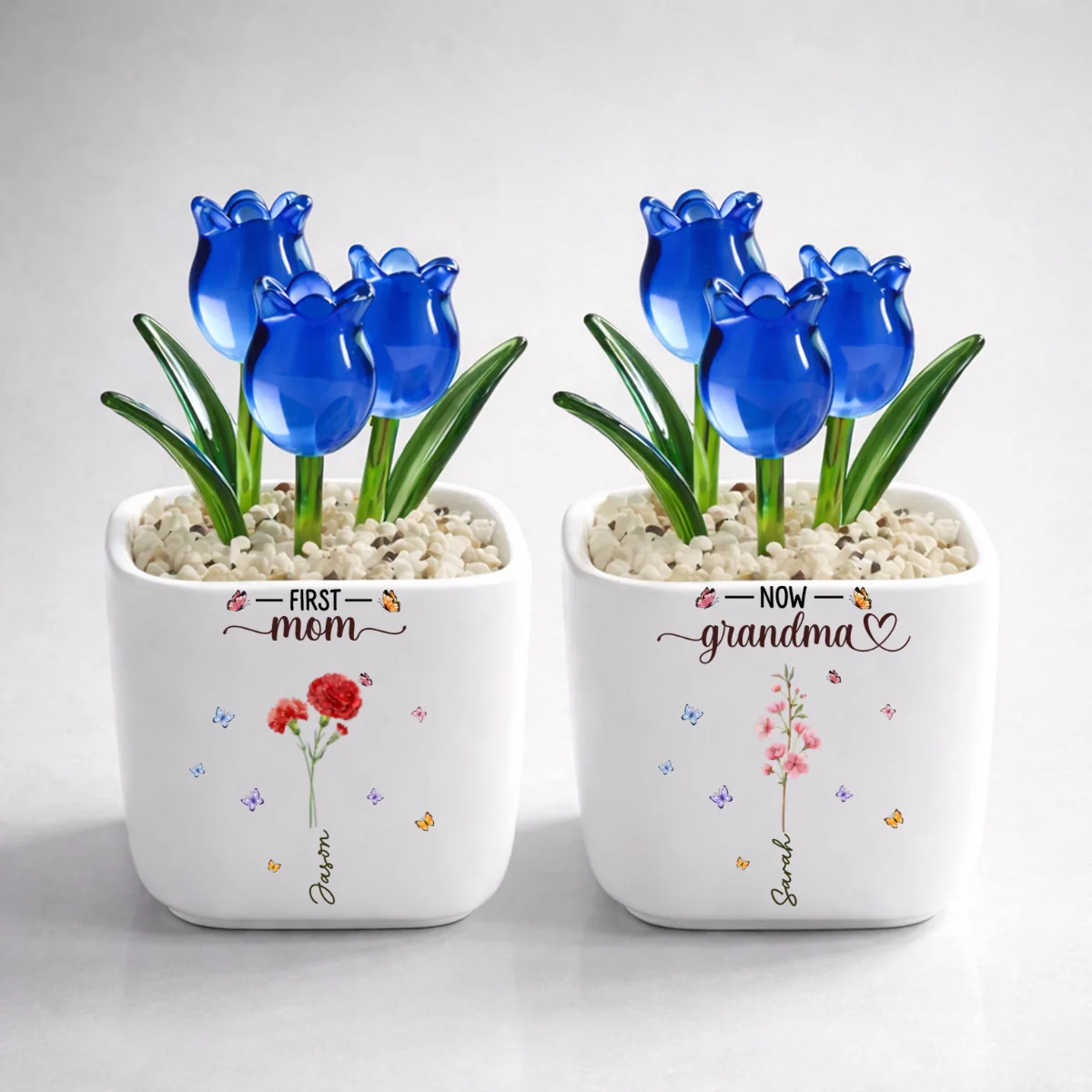Grandma Birthmonth Flower - Personalized Custom Glass Everlasting Tulips - Image 8