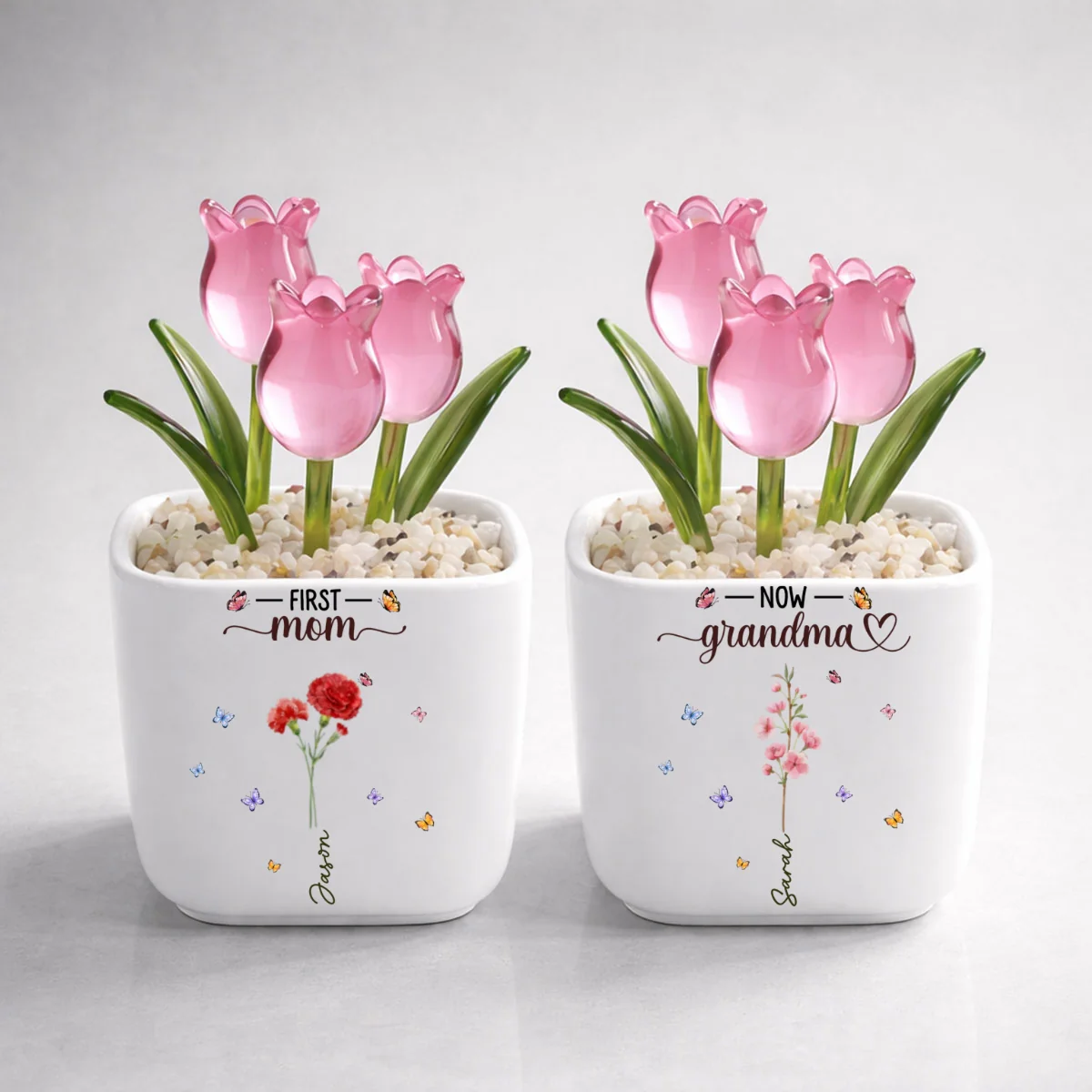 Grandma Birthmonth Flower - Personalized Custom Glass Everlasting Tulips - Image 9