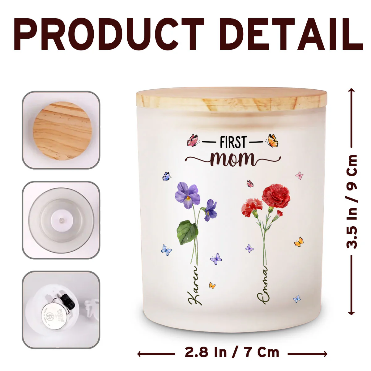 Grandma Birthmonth Flower - Personalized Custom Glass Jar With LED Candle - Image 6