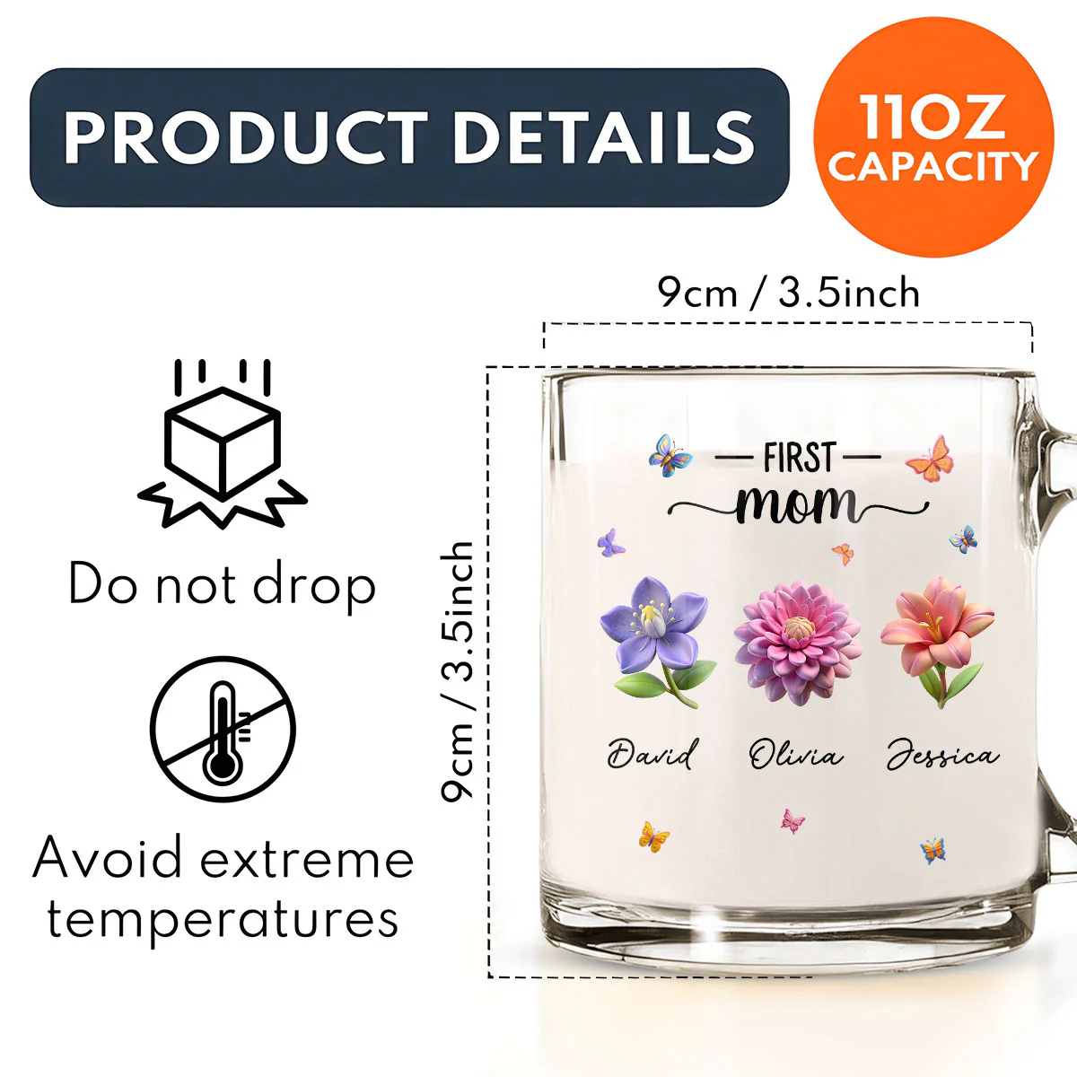 Grandma Birthmonth Flower - Personalized Custom Glass Mug - Image 5