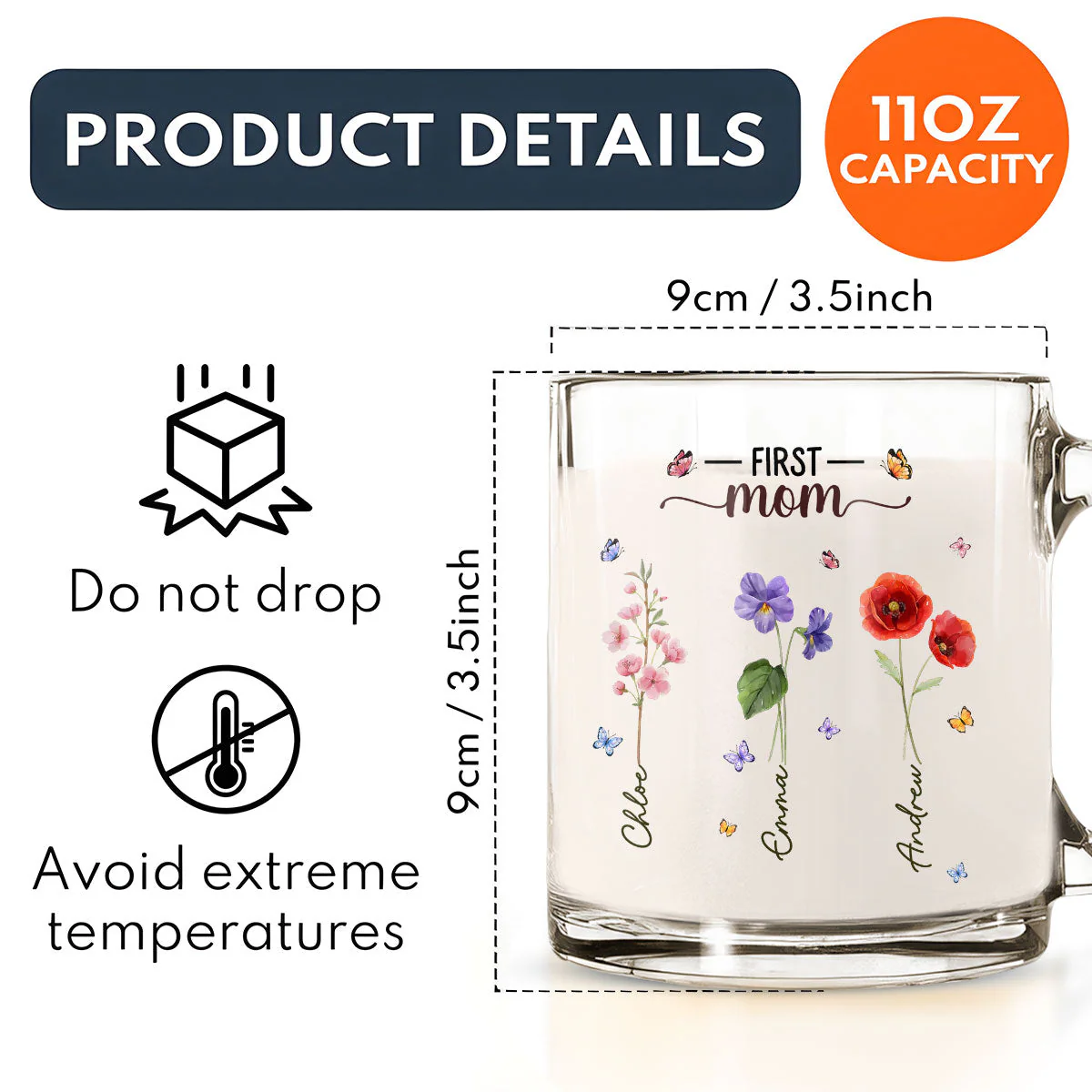 Grandma Birthmonth Flower - Personalized Custom Glass Mug - Image 5