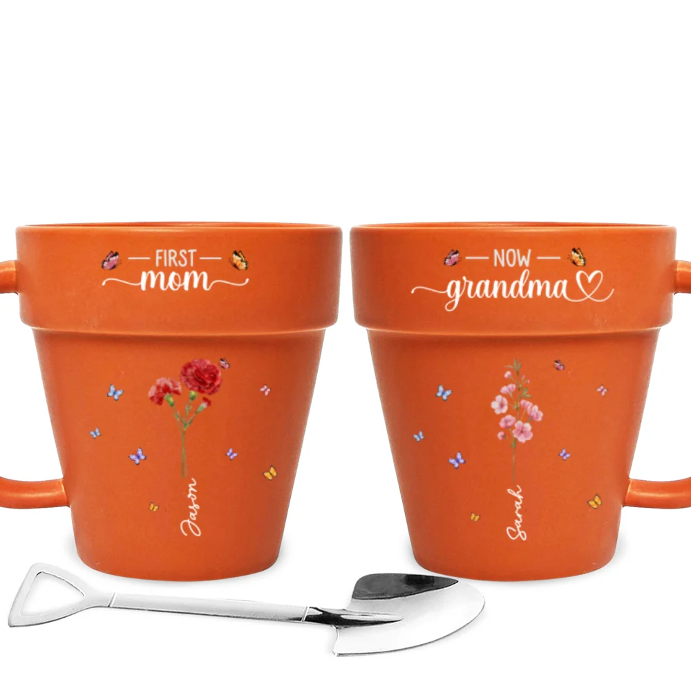 Grandma Birthmonth Flower - Personalized Custom Plant Pot Mug - Image 6