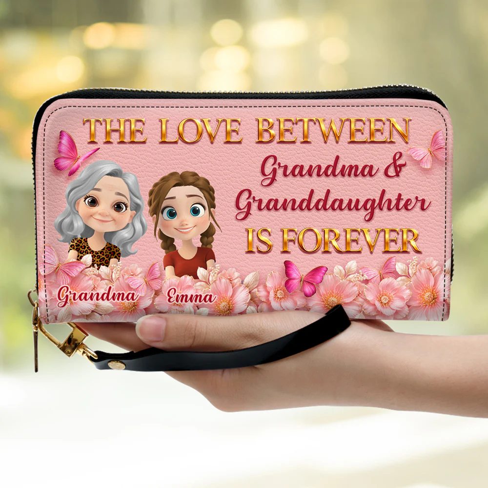 Grandma Butterfly And Flower - Personalized Custom 3D Effect Leather Wallet - Image 2