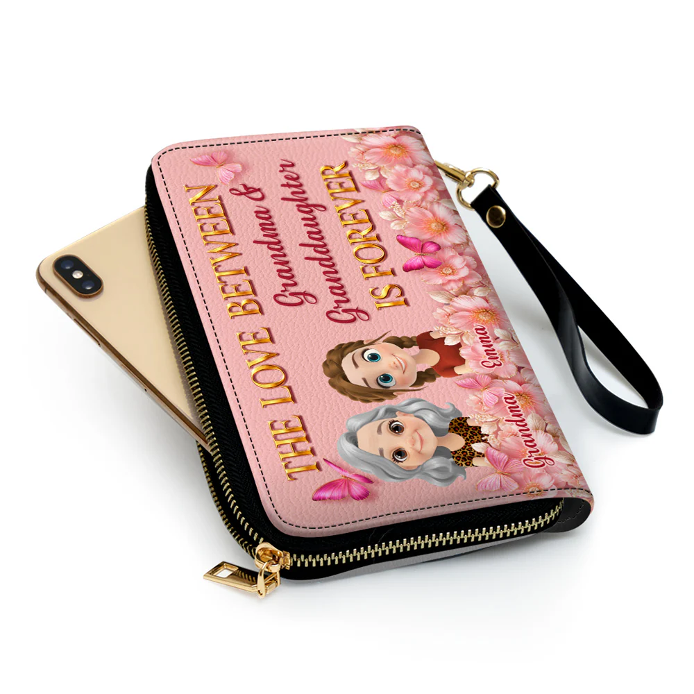 Grandma Butterfly And Flower - Personalized Custom 3D Effect Leather Wallet - Image 3