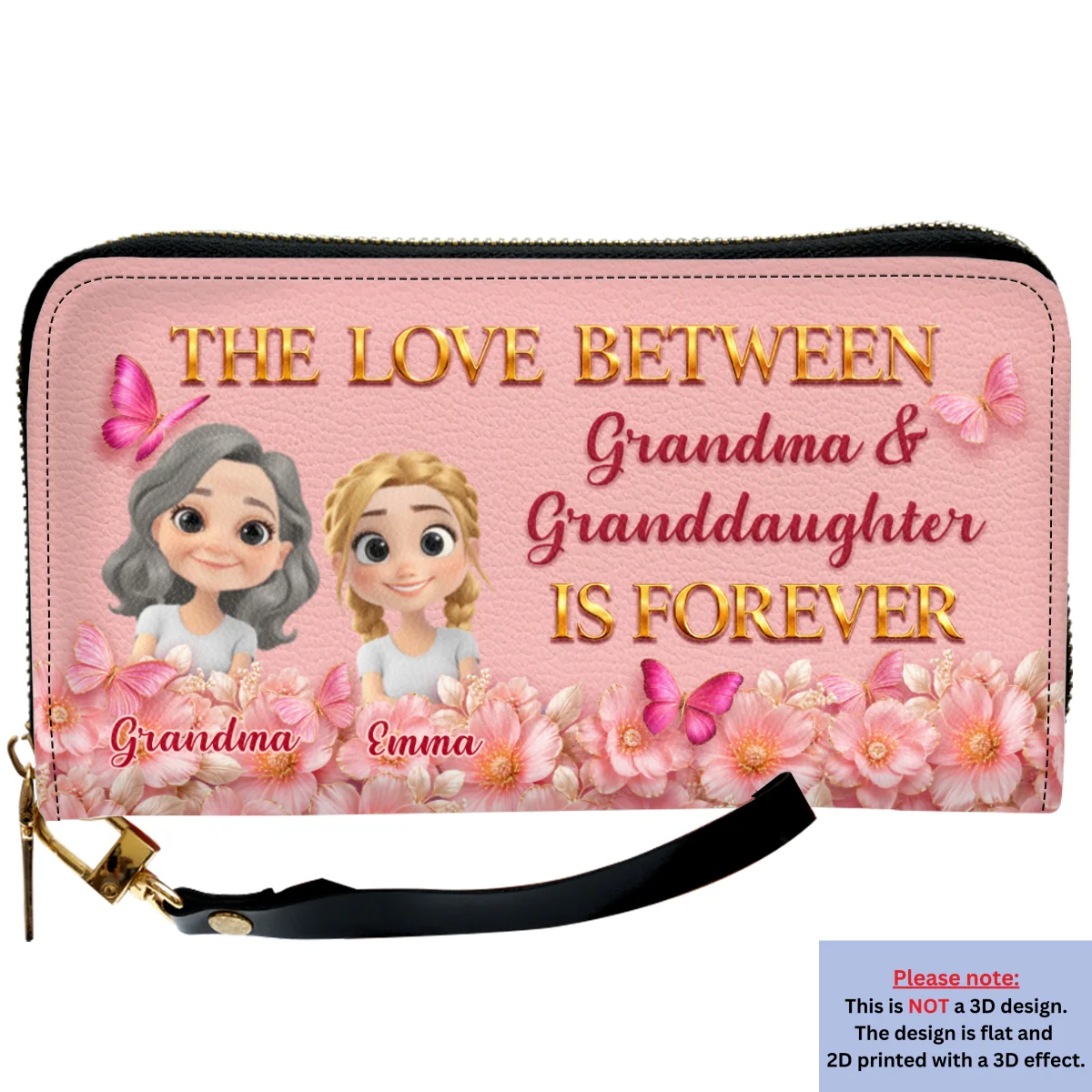 Grandma Butterfly And Flower - Personalized Custom 3D Effect Leather Wallet - Image 7
