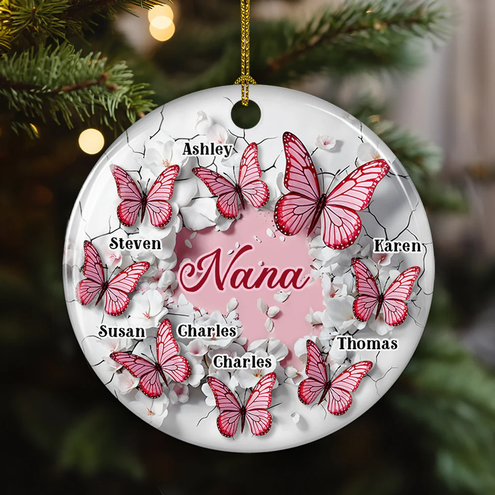 Grandma Butterfly - Personalized Custom Ceramic Ornament - Image 3