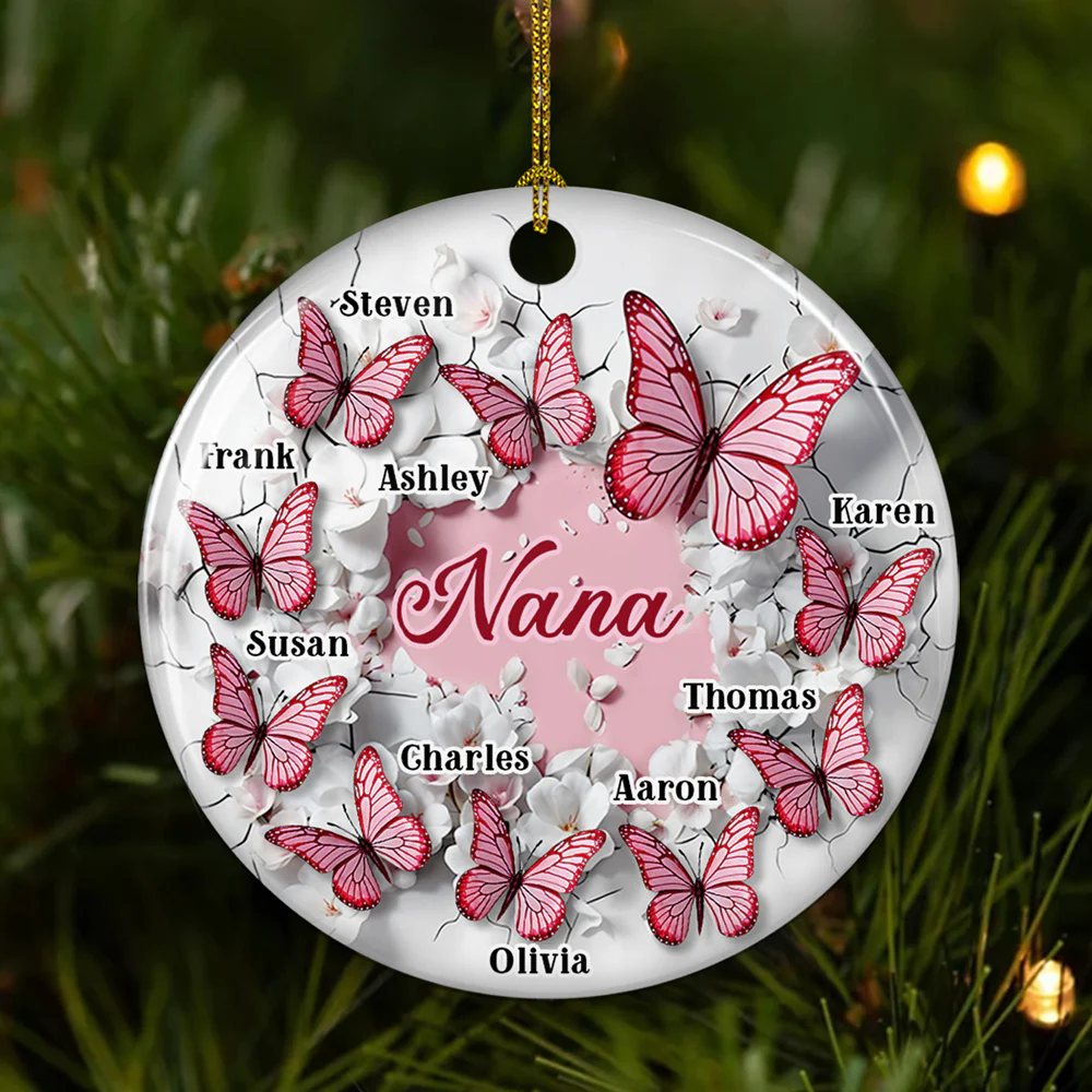 Grandma Butterfly - Personalized Custom Ceramic Ornament - Image 4