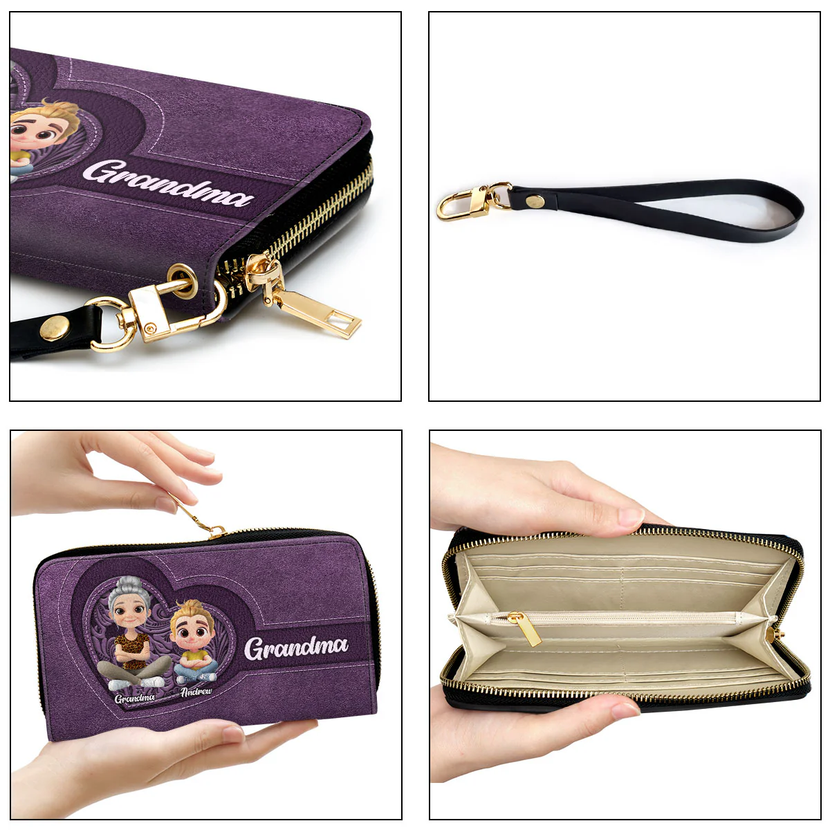 Grandma Butterfly - Personalized Custom Leather Wallet - Image 3