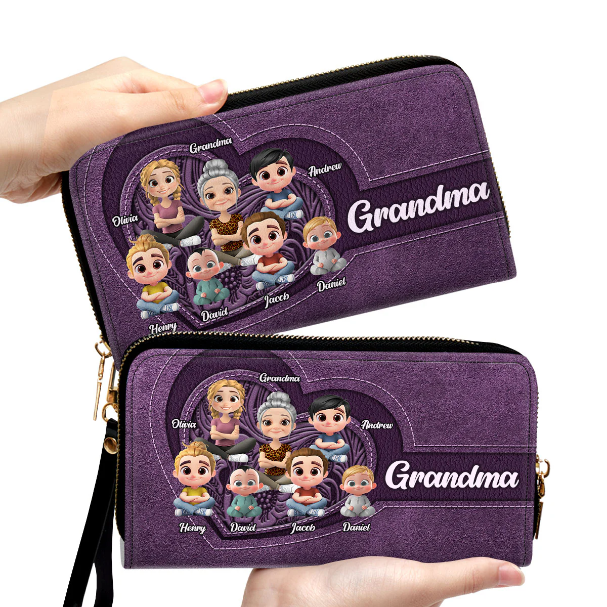 Grandma Butterfly - Personalized Custom Leather Wallet - Image 5