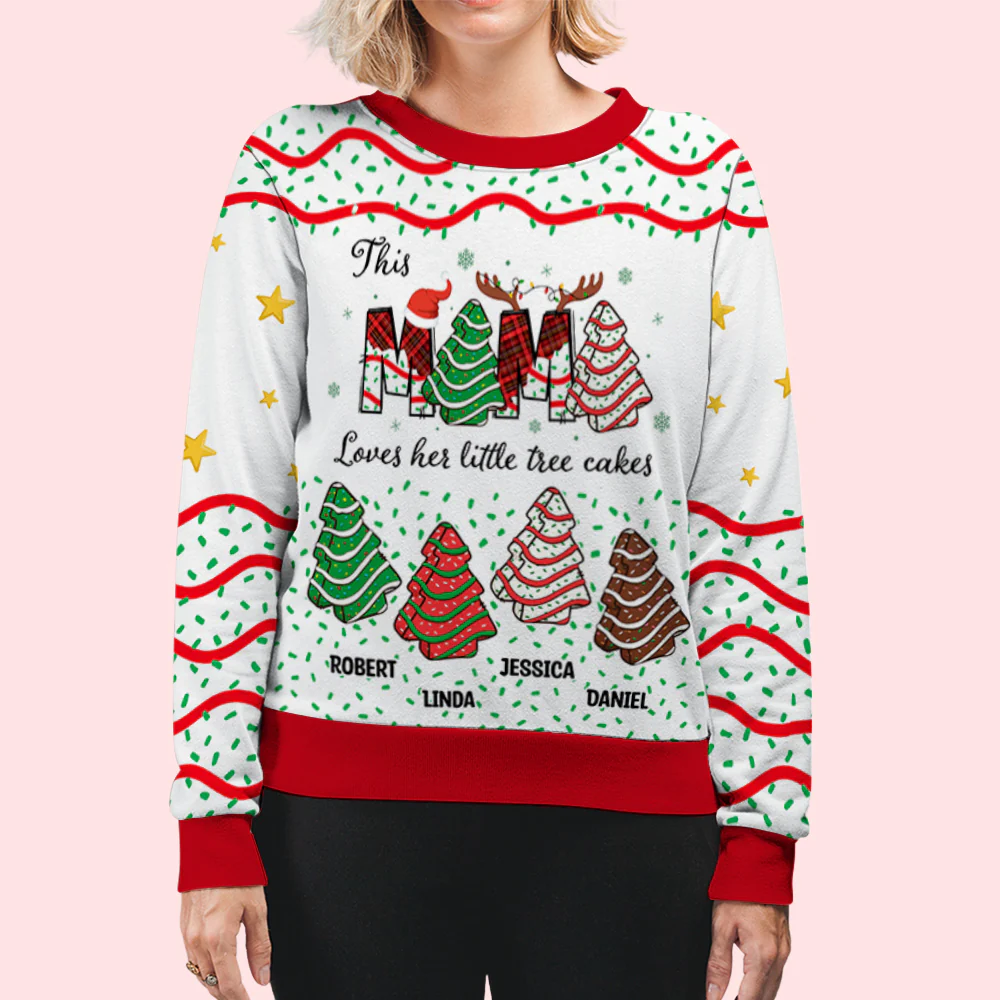 Grandma Christmas Tree Cake - Personalized Custom All-Over-Print Sweatshirt - Image 3