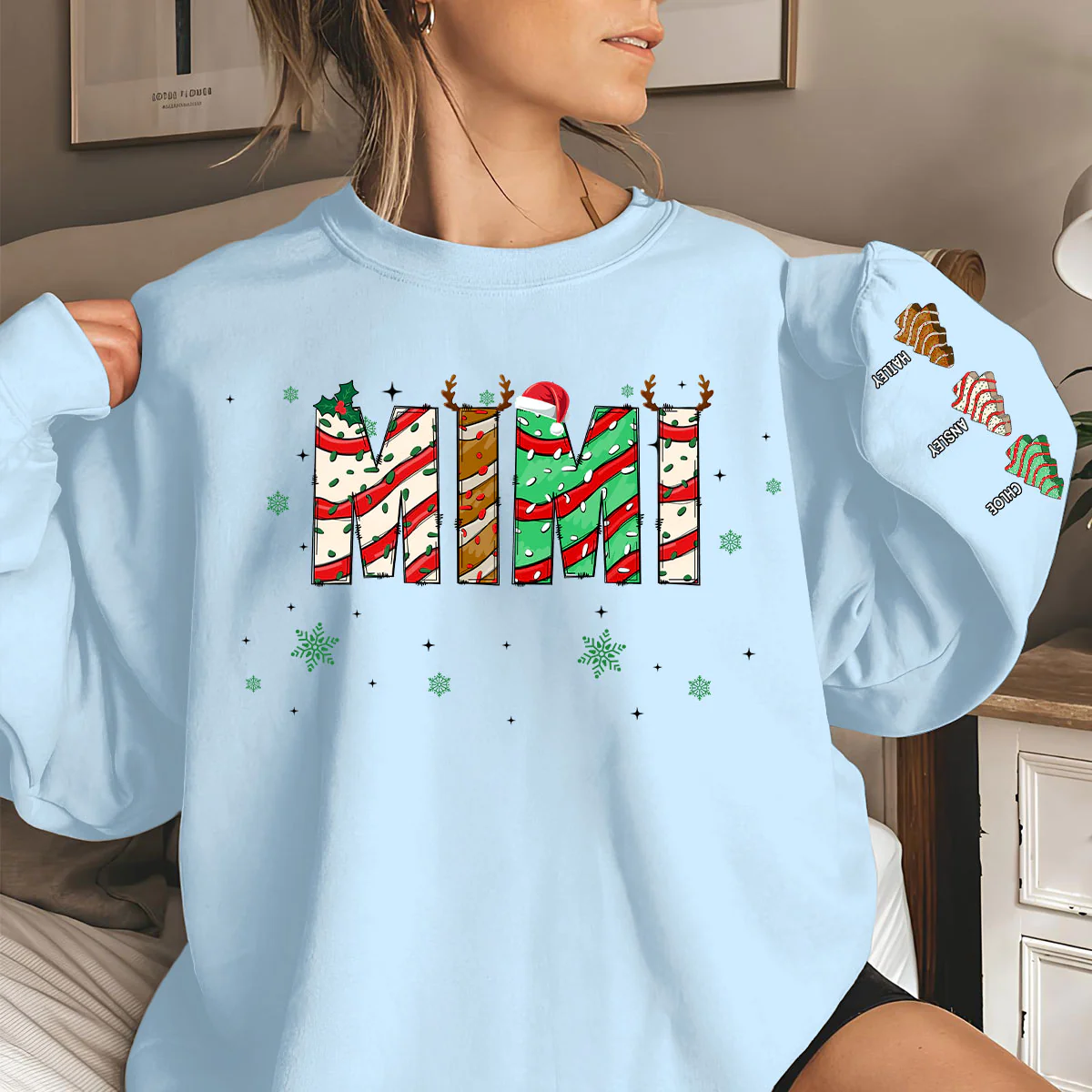 Grandma Christmas Tree Cake - Personalized Custom Sweatshirt - Image 3
