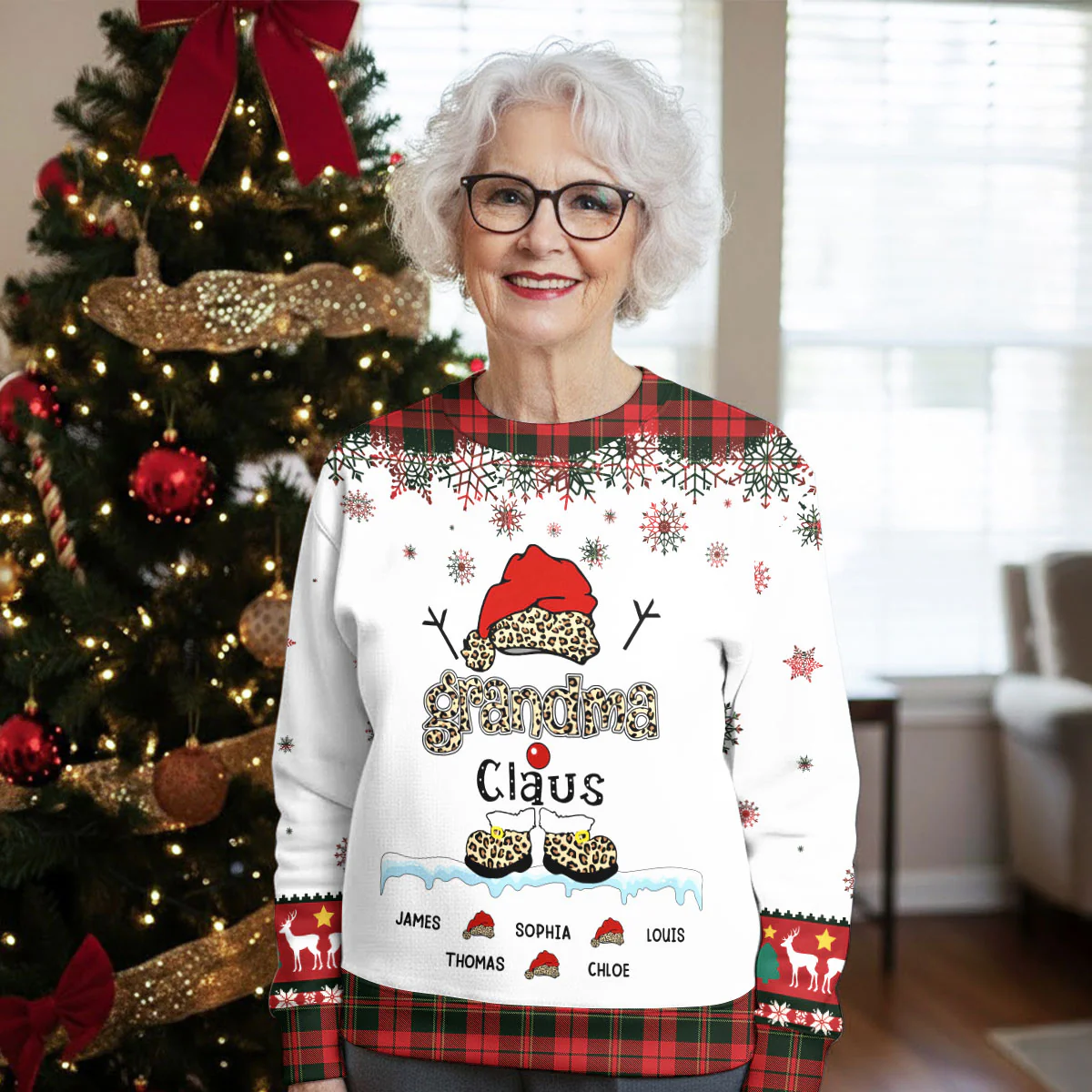 Grandma Claus - Personalized Custom All-Over-Print Sweatshirt - Image 3