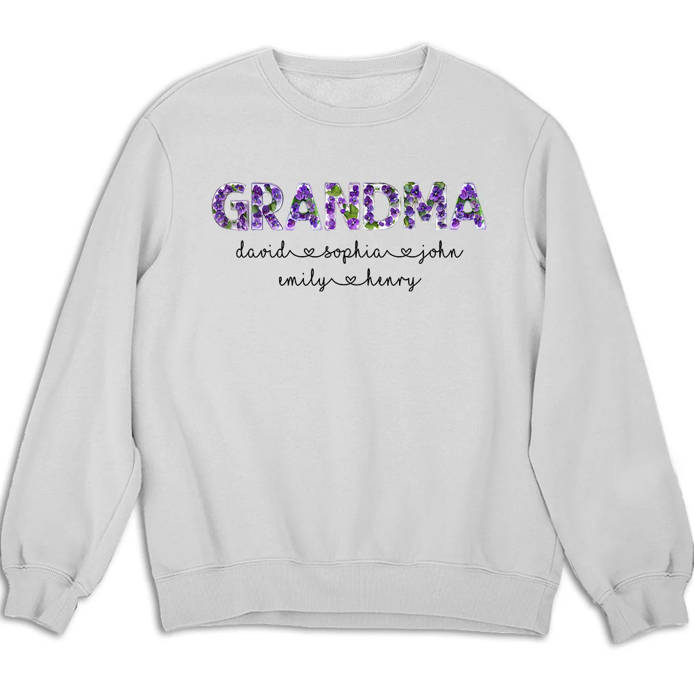 Grandma Custom Birth Month Flower - Personalized Custom Shirt - Image 3