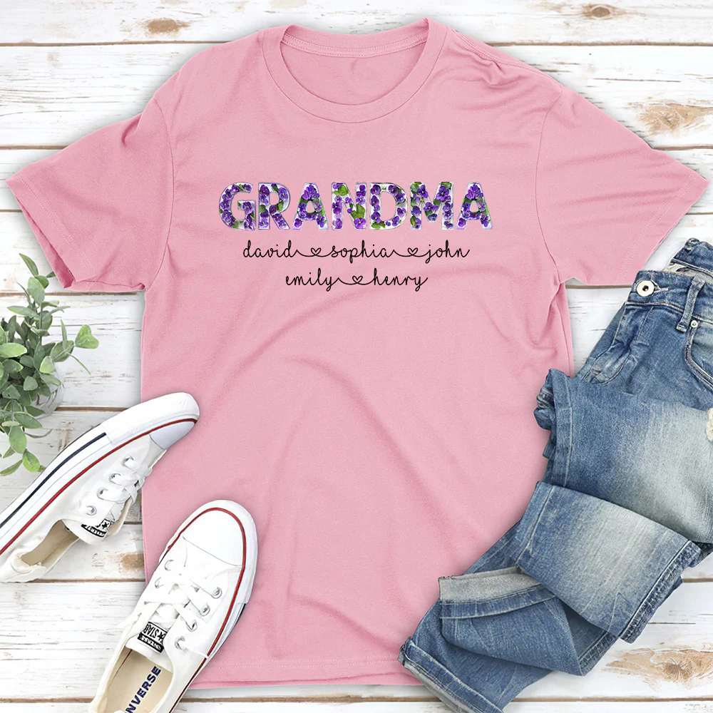 Grandma Custom Birth Month Flower - Personalized Custom Shirt - Image 7