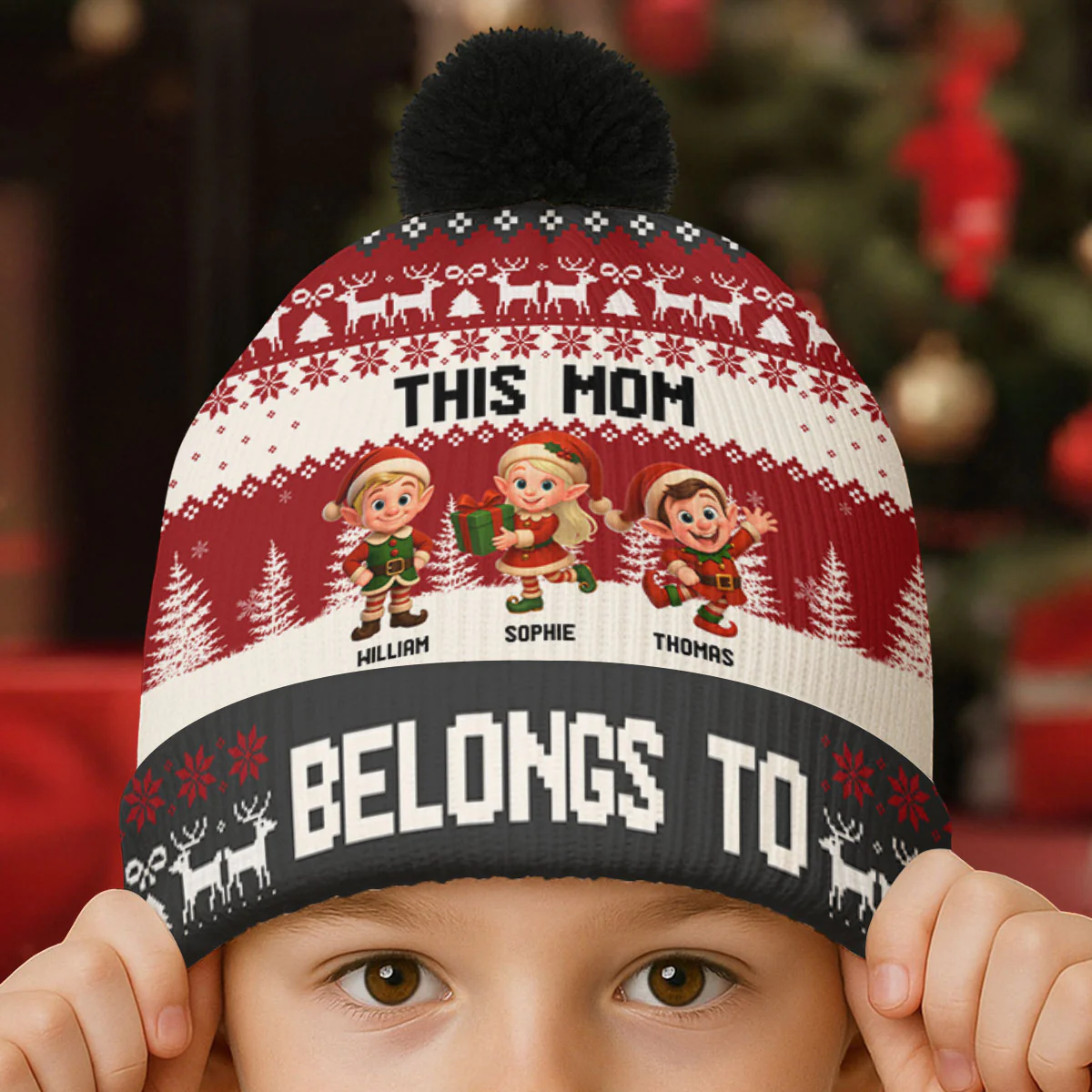 Grandma Elves - Personalized Custom Bobble Beanie Hat - Image 2