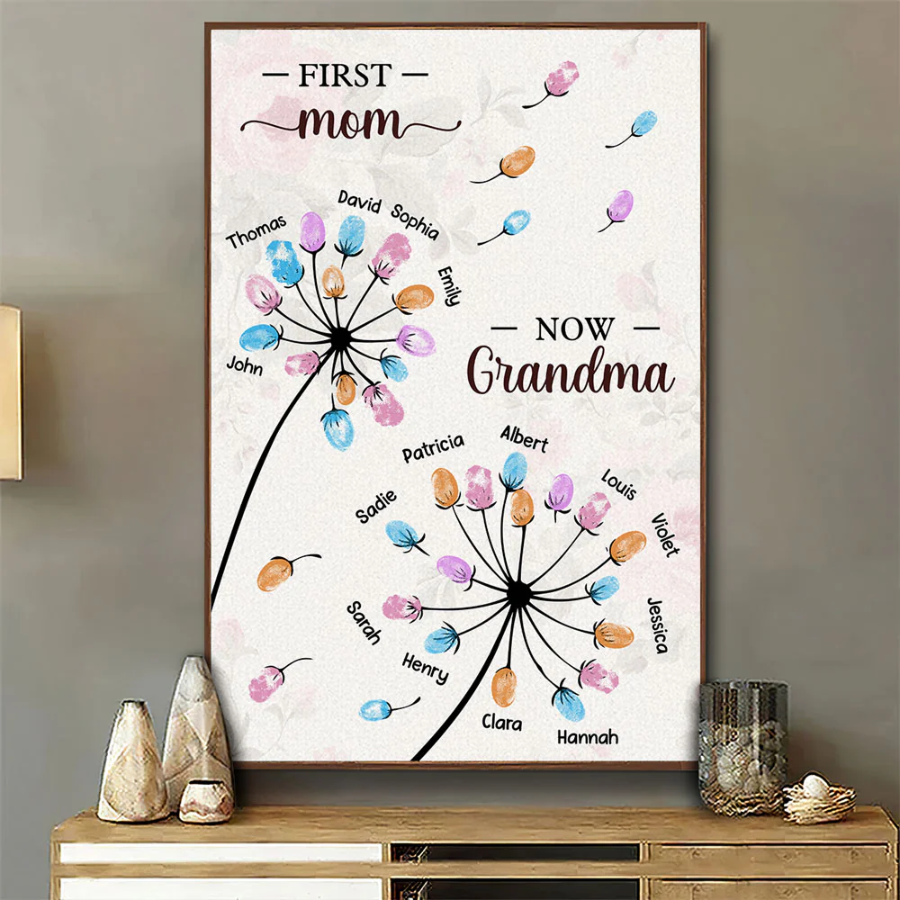 Grandma Fingerprint Flower - Personalized Custom Poster