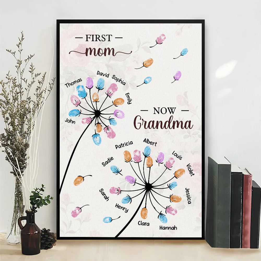 Grandma Fingerprint Flower - Personalized Custom Poster - Image 3