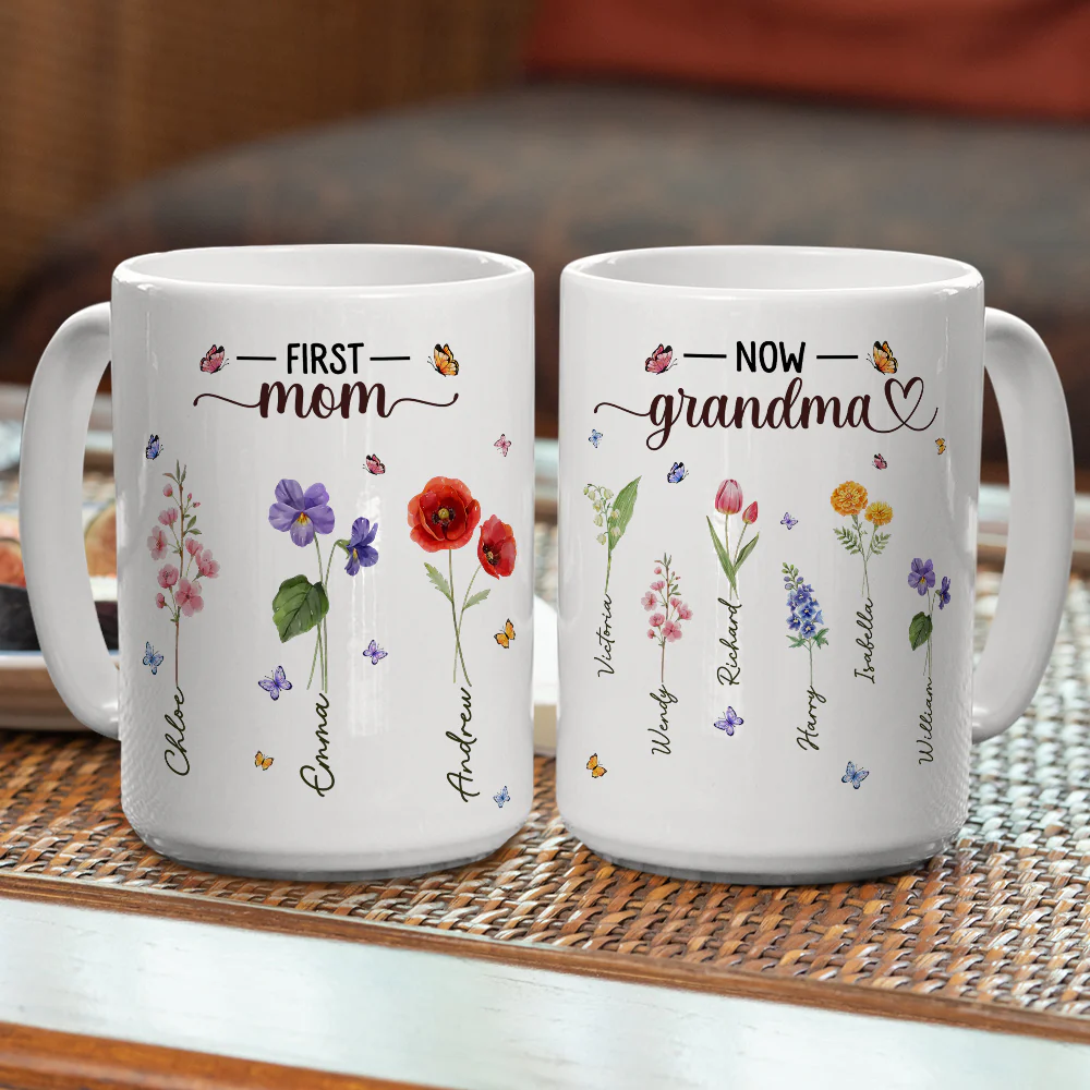 Grandma Flowers - Personalized Custom Coffee Mug - Image 4