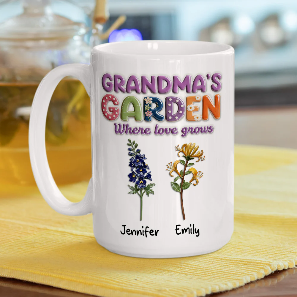 Grandma Garden Flower - Personalized Custom 3D Effect Mug  - Image 2