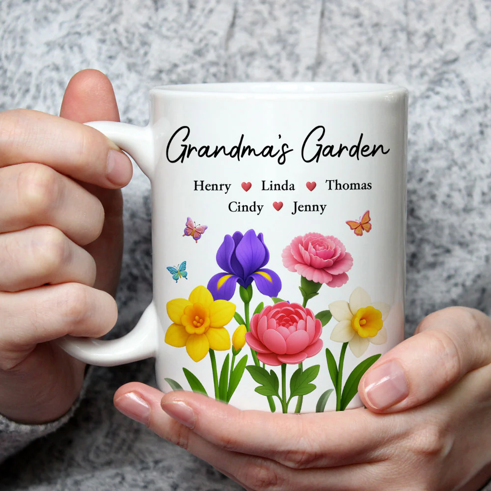 Grandma Garden Flowers - Personalized Custom Coffee Mug - Image 3