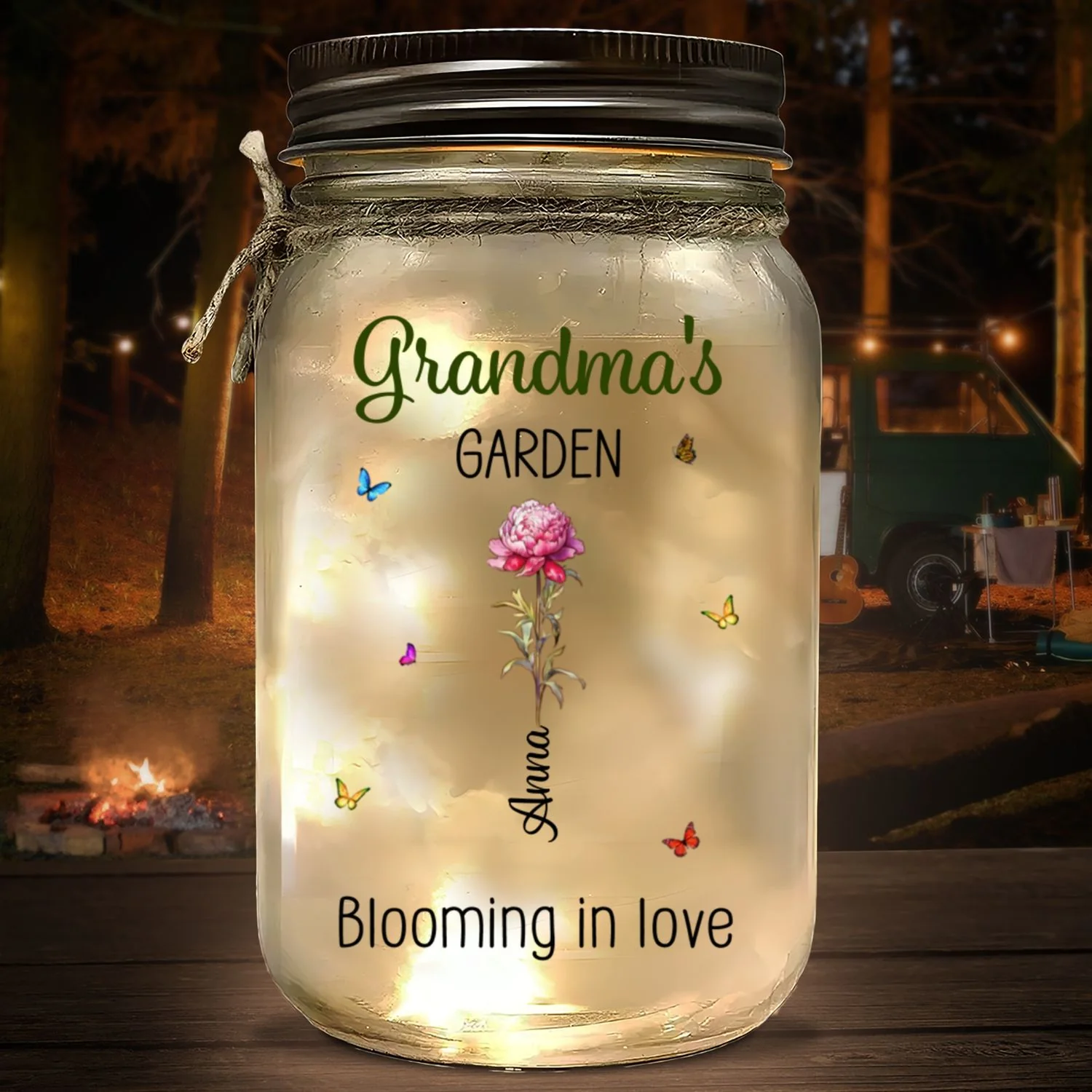 Grandma Garden Is Grown With Seeds Of Love - Personalized Custom Mason Jar Light - Image 5