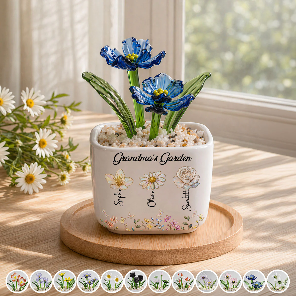 Grandma Garden - Personalized Custom Glass Birth Month Flower