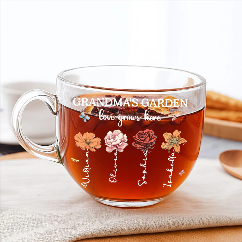Grandma Garden - Personalized Custom Glass Tea Cup - Image 2