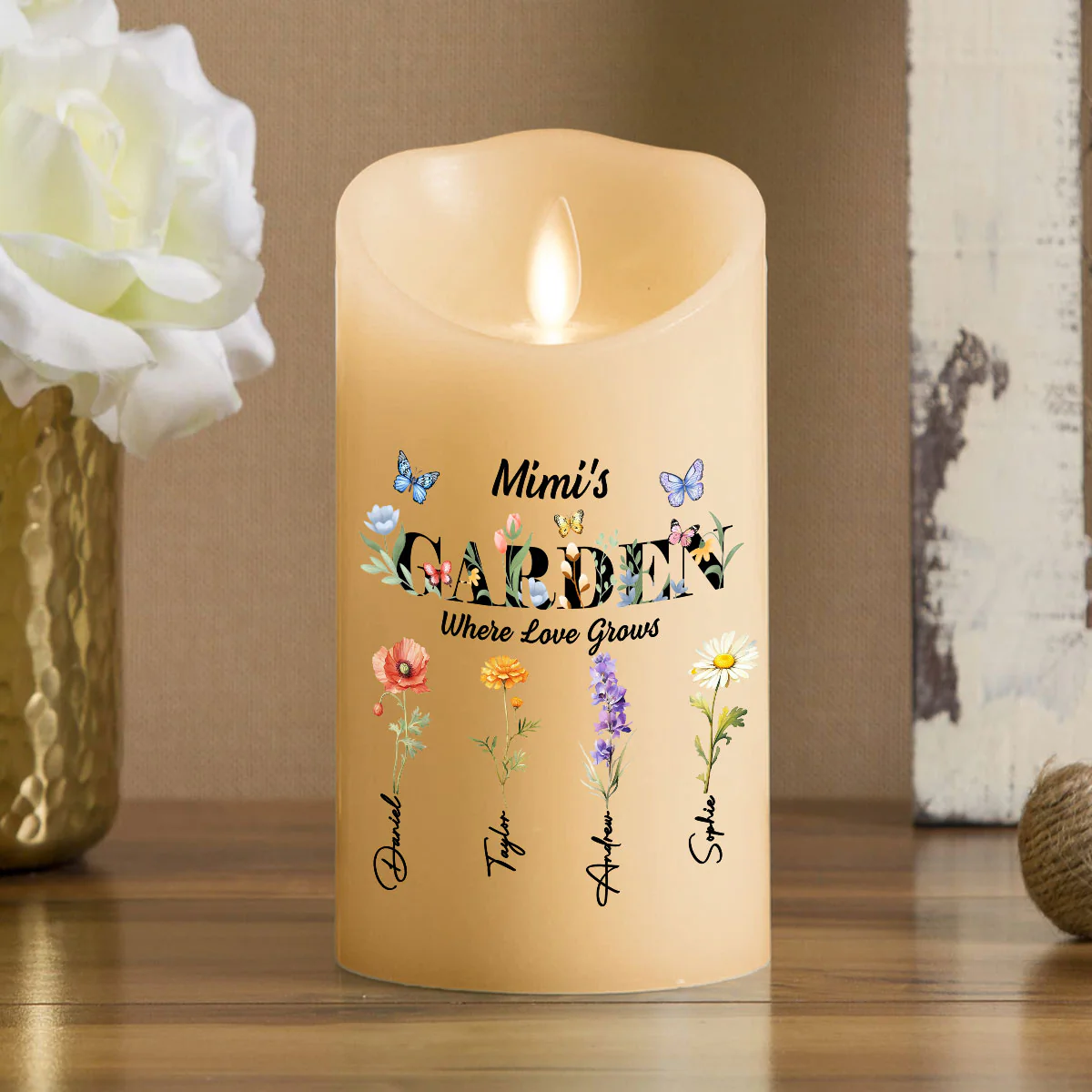 Grandma Garden - Personalized Custom LED Candle - Image 3