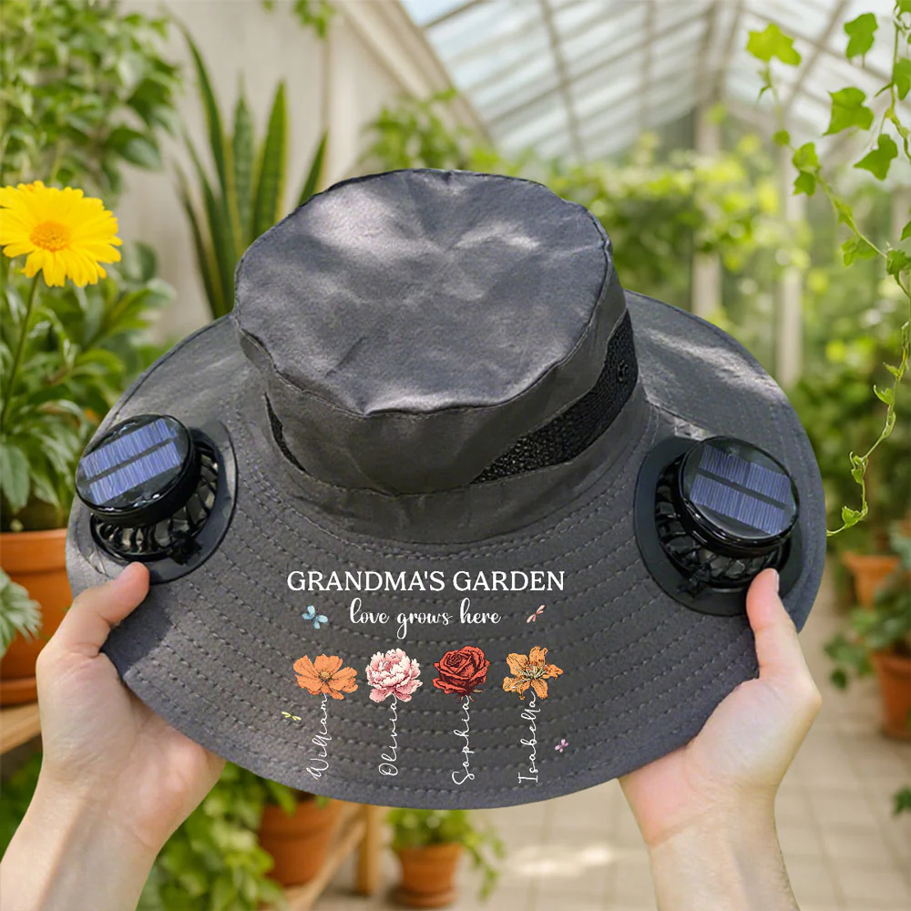 Grandma Garden - Personalized Custom Solar Fan Hat - Image 2
