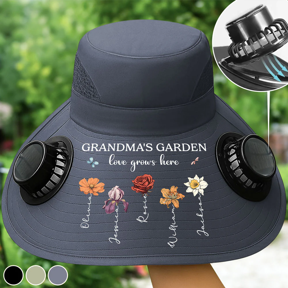 Grandma Garden - Personalized Custom Solar Fan Hat - Image 3
