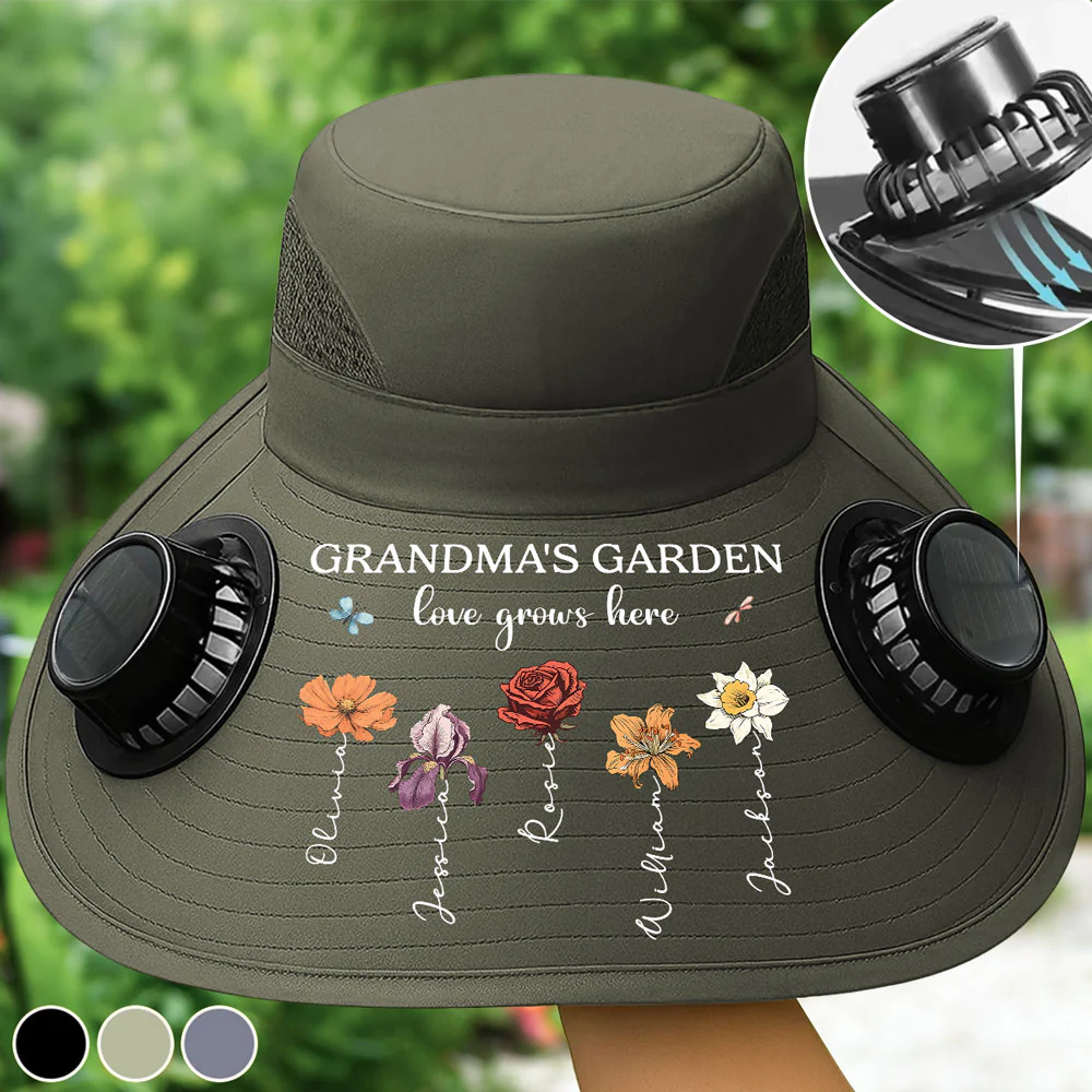 Grandma Garden - Personalized Custom Solar Fan Hat - Image 4