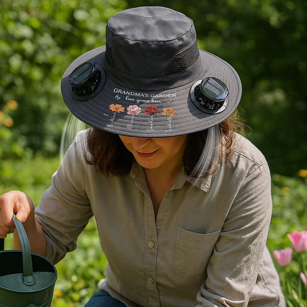 Grandma Garden - Personalized Custom Solar Fan Hat - Image 5