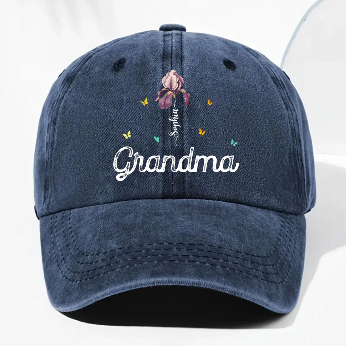 Grandma Garden - Personalized Custom Vintage Washed Denim Cap - Image 9