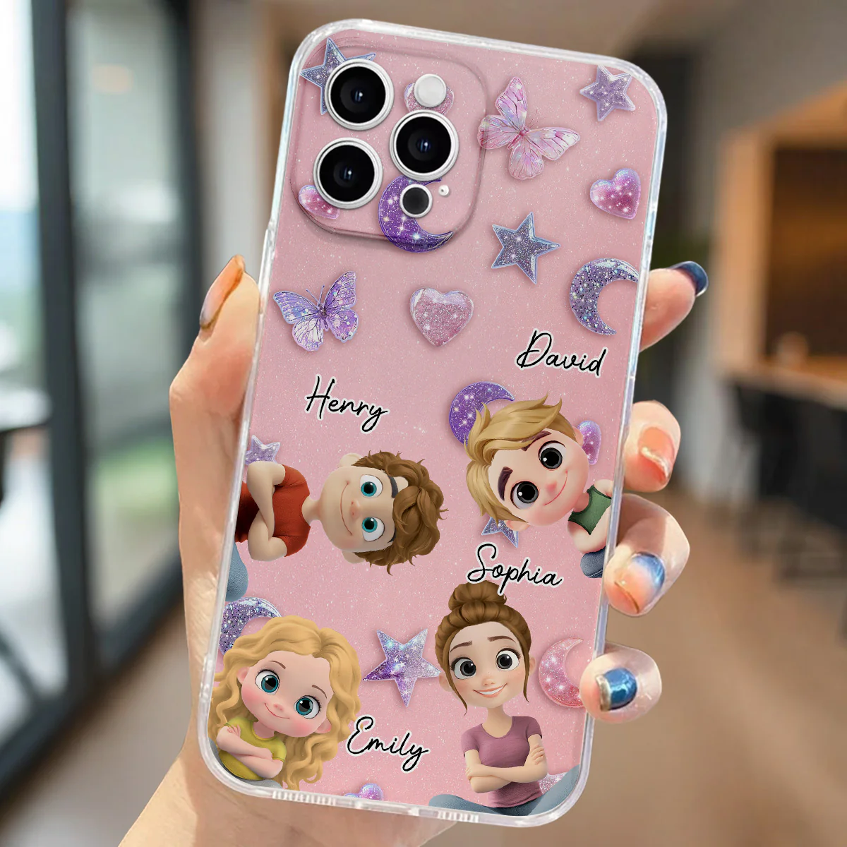 Grandma Glitter Galaxy Vibes - Personalized Custom 3D Effect Phone Case - Image 2