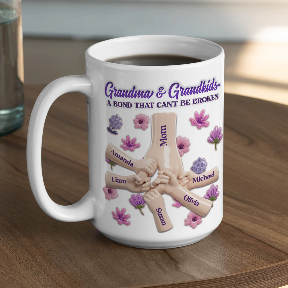 Grandma Grandkids Can Not Be Broken - Personalized Custom 3D Inflated Effect Mug - Image 2