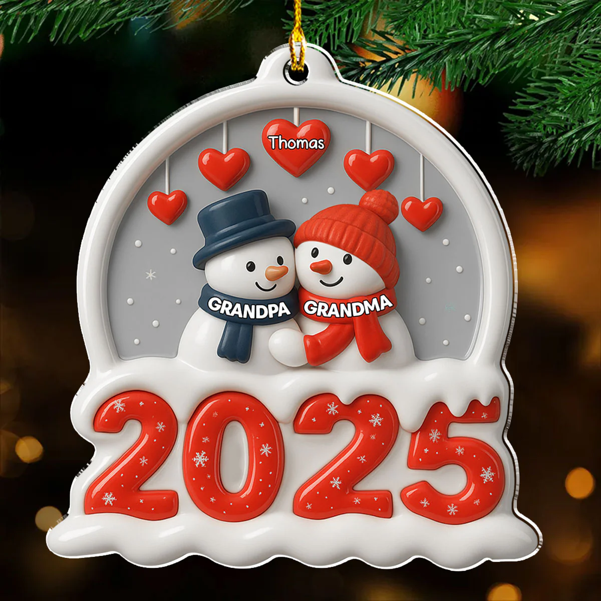 Grandma Grandpa And Grandkids Christmas - Personalized Custom Acrylic Ornament - Image 2