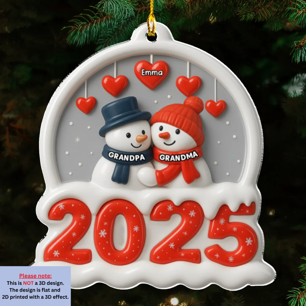 Grandma Grandpa And Grandkids Christmas - Personalized Custom Acrylic Ornament - Image 6