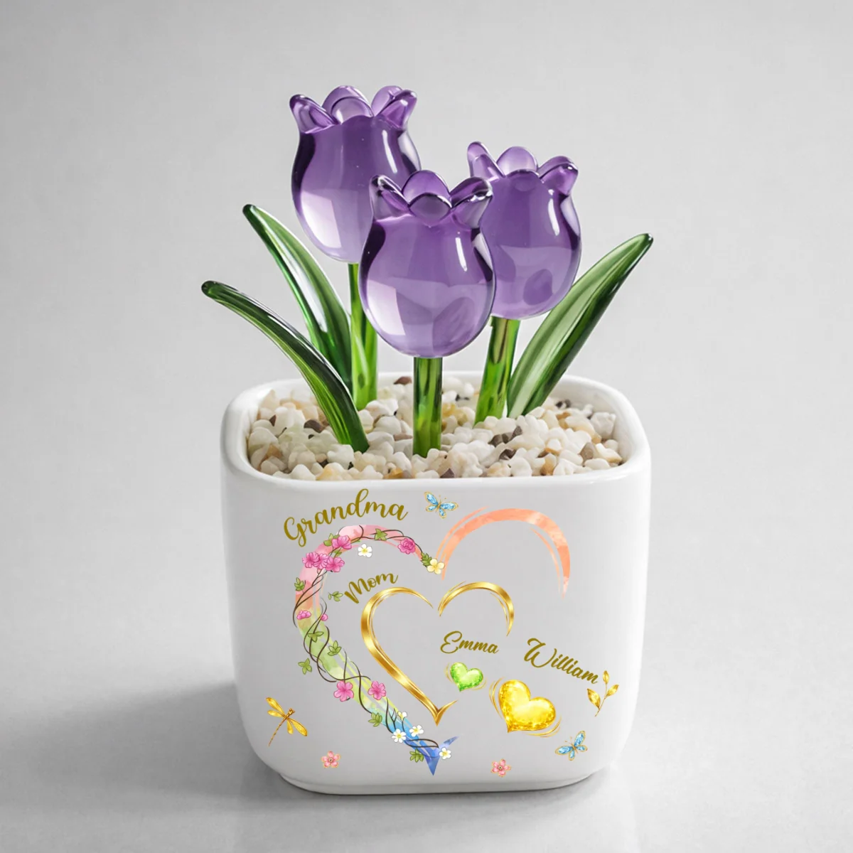 Grandma Heart Keepsake - Personalized Custom Glass Everlasting Tulips - Image 11