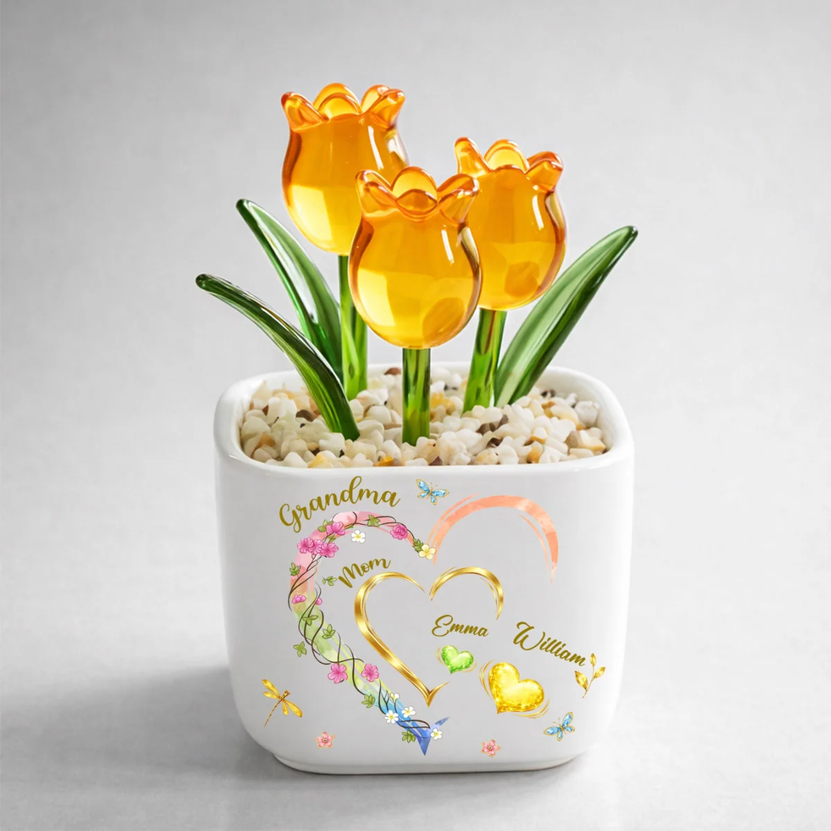 Grandma Heart Keepsake - Personalized Custom Glass Everlasting Tulips - Image 12